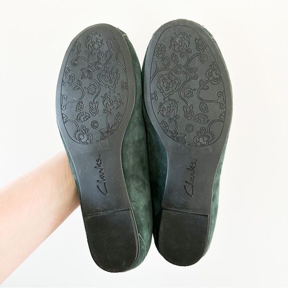 Clarks Indigo Dark Green Suede Leather Quilted Slip on Loafer Flats sz 6M - Picture 7 of 8